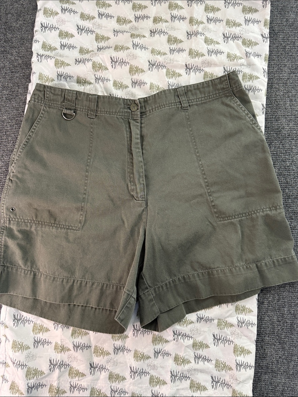High-Rise Olive Utility Women’s Shorts with D-Ring Detail